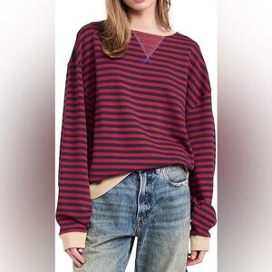 Free People We The Free Classic Striped Oversized Crewneck